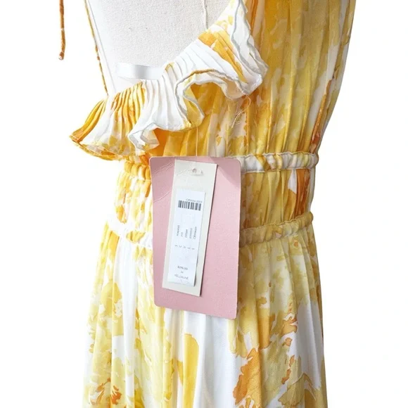 BHLDN Anthropologie Ava Chiffon High-Neck Ruffled Maxi DressMEDIUM NWT